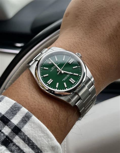 rolex green dial oyster|Rolex Oyster perpetual 41mm green.